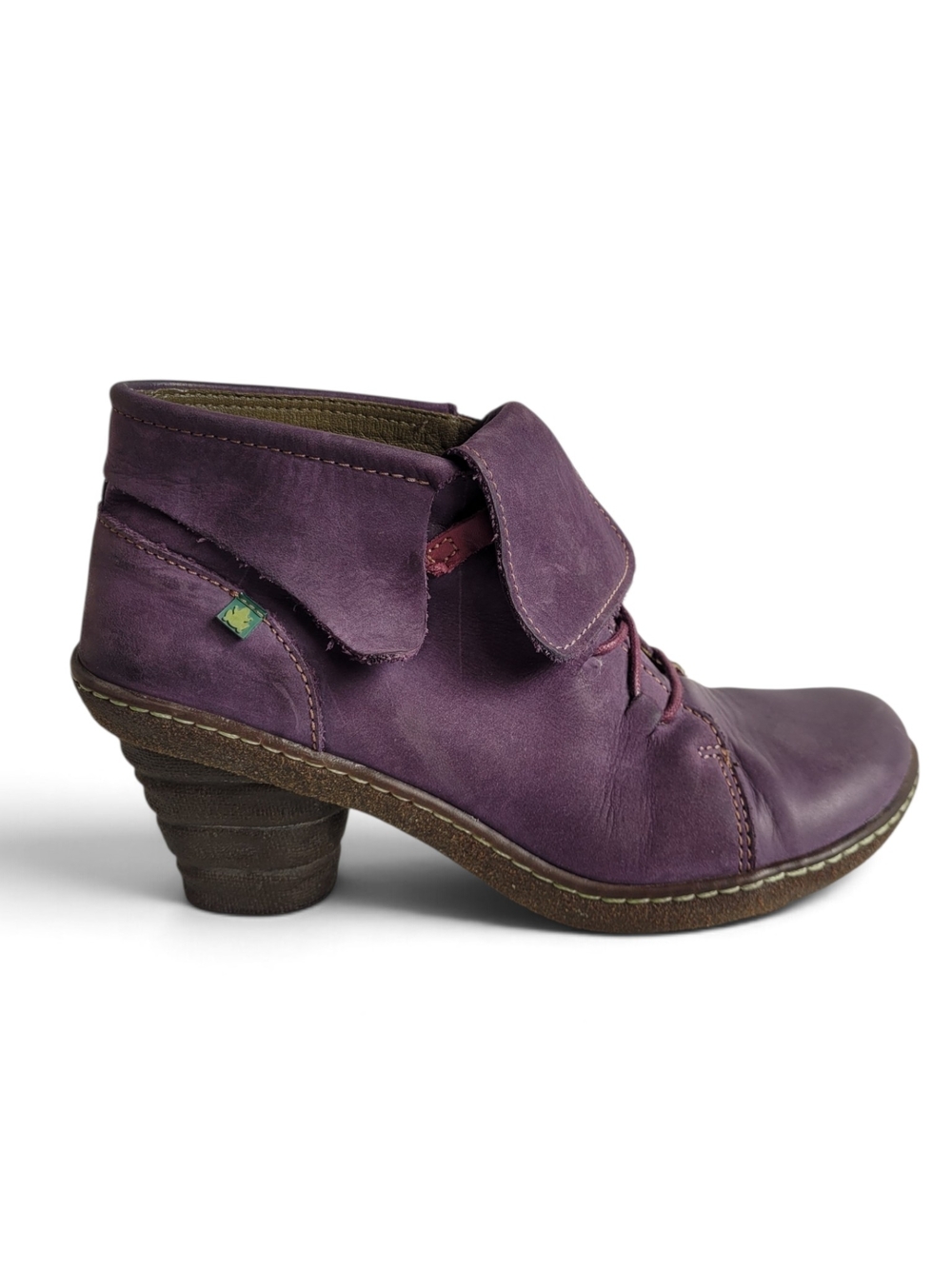 El Naturalista Purple Leather Ankle Bootie with Funky Boho Whimsigoth 40 / 9
